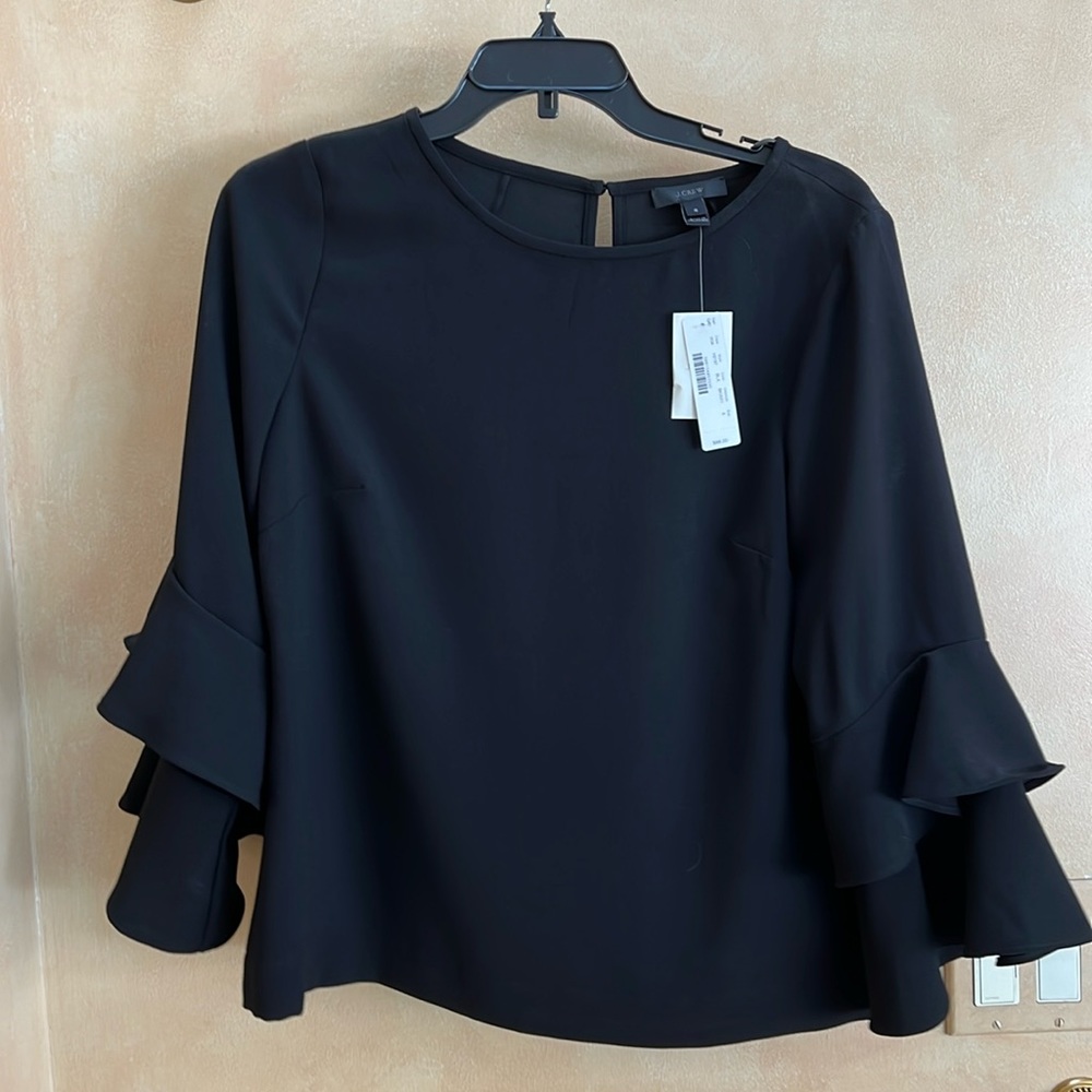 Jcrew black crepe top NWT